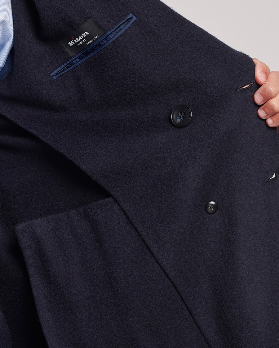 Homme | Manteaux Et Vestes | Kiton | Double Breasted Cashmere Coat Navy