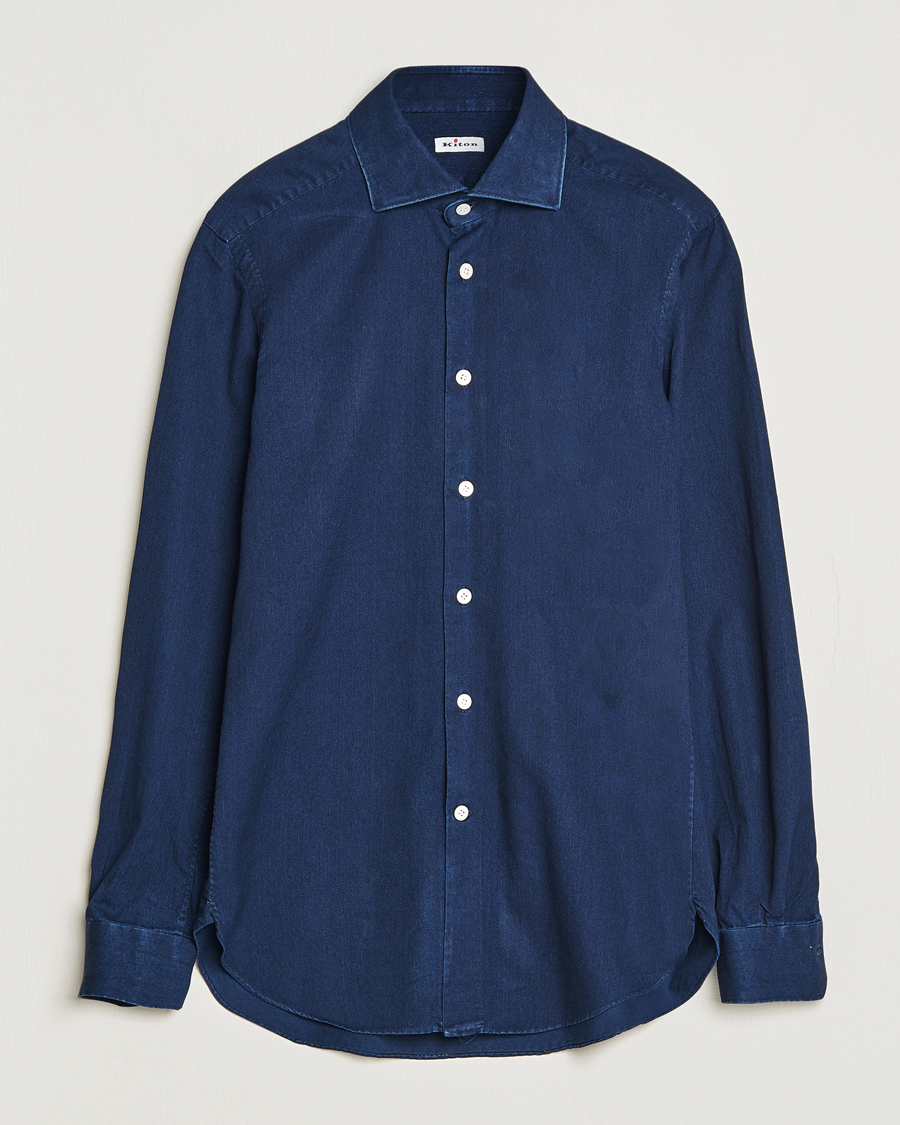 Homme | Chemises | Kiton | Slim Fit Denim Shirt Dark Blue Wash