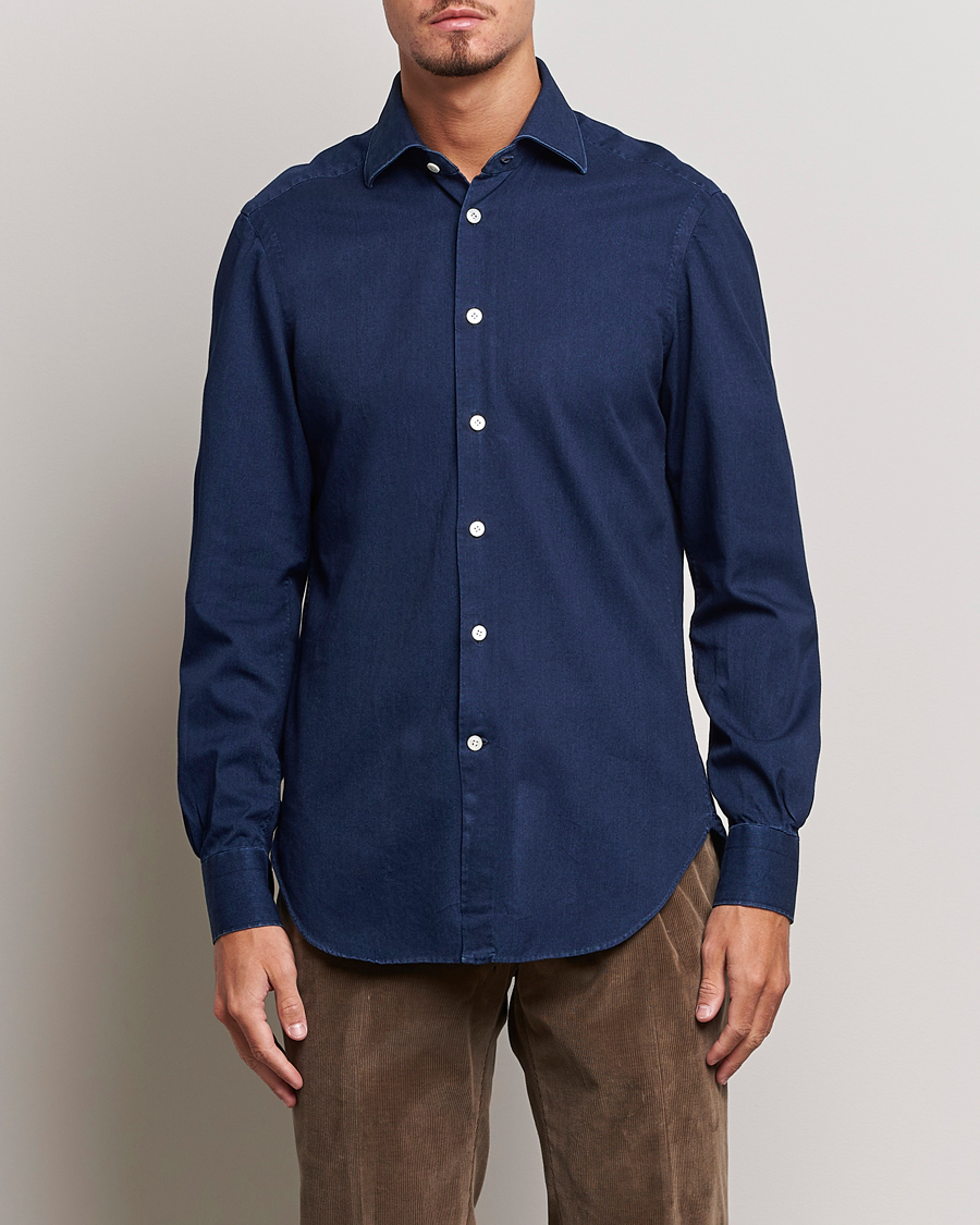 Homme | Chemises | Kiton | Slim Fit Denim Shirt Dark Blue Wash