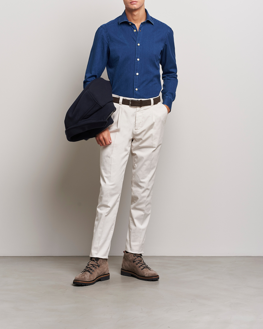 Homme | Chemises | Kiton | Slim Fit Denim Shirt Medium Blue Wash