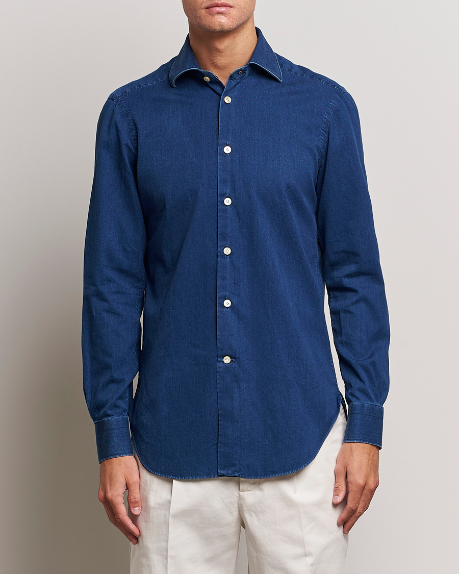 Homme | Chemises | Kiton | Slim Fit Denim Shirt Medium Blue Wash