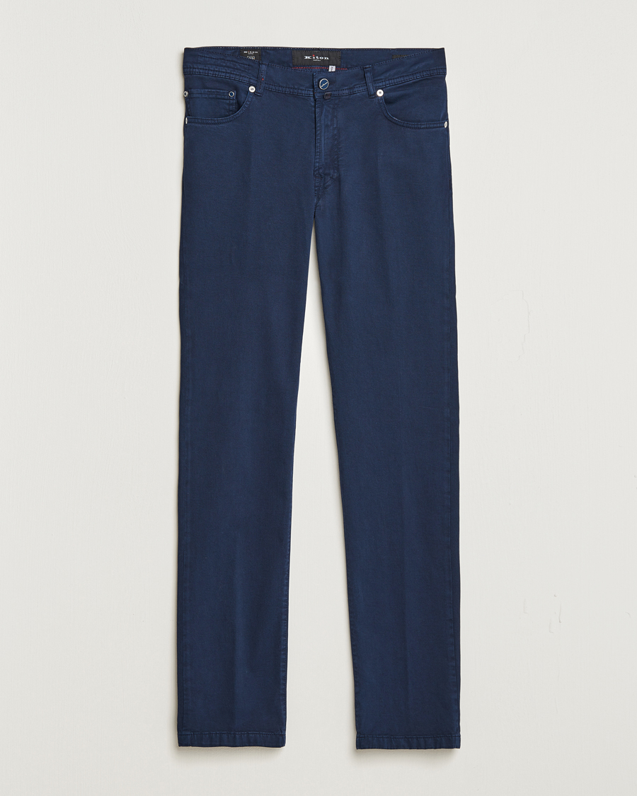 Homme | Pantalons | Kiton | Slim Fit Cashmere/Cotton 5-Pocket Pants Navy