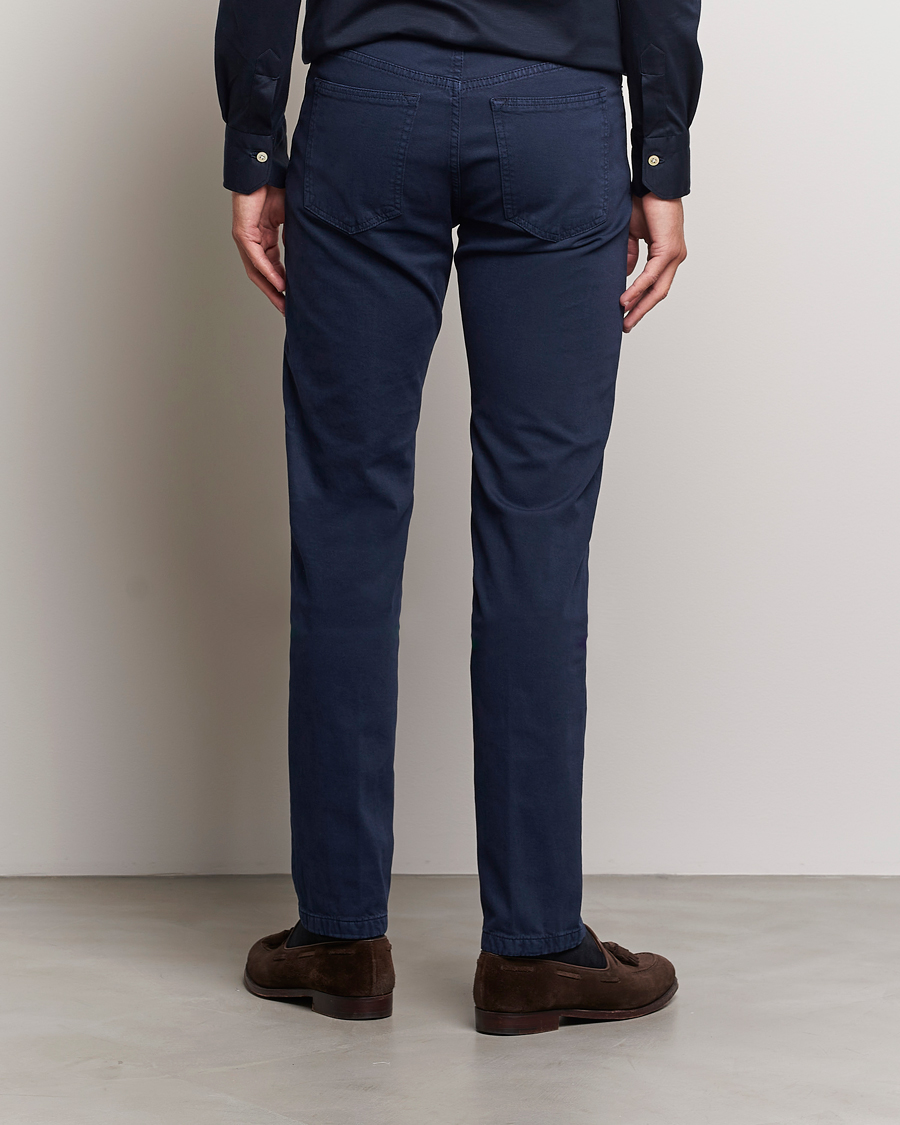 Homme | Pantalons | Kiton | Slim Fit Cashmere/Cotton 5-Pocket Pants Navy