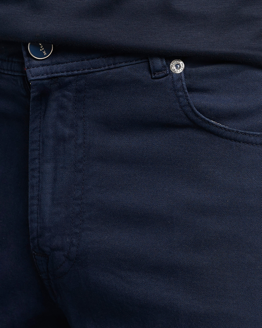 Homme | Pantalons | Kiton | Slim Fit Cashmere/Cotton 5-Pocket Pants Navy