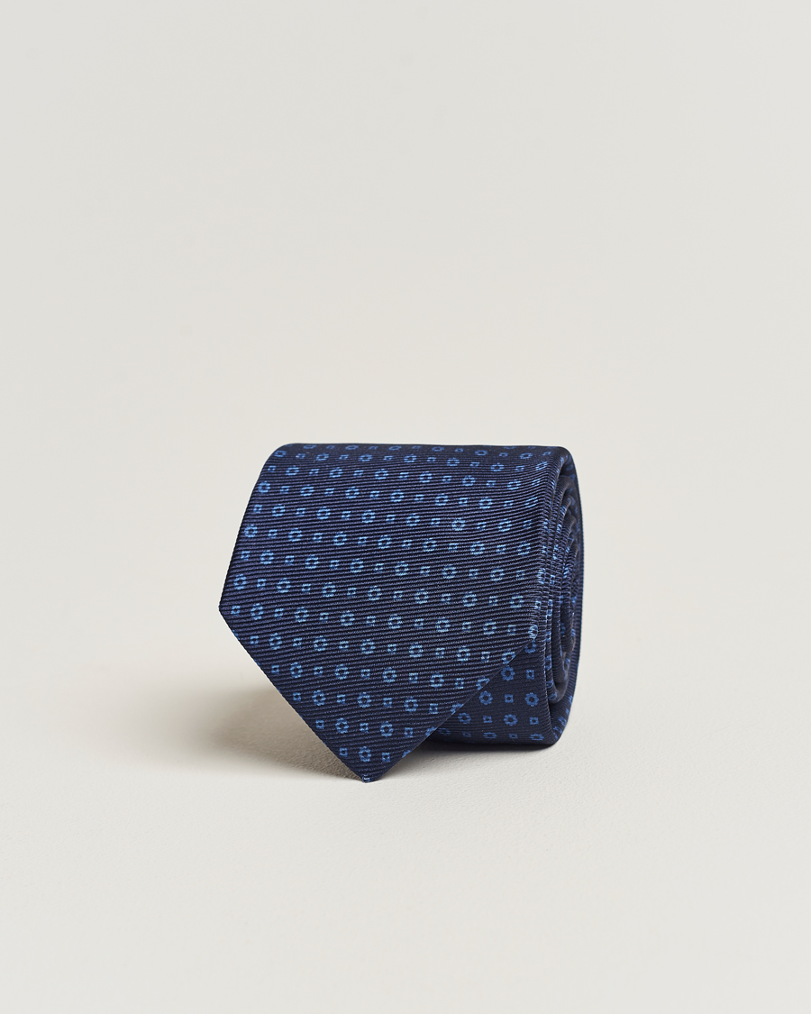 Homme | Kiton Micro Dot Silk Tie Navy | Kiton | Micro Dot Silk Tie Navy