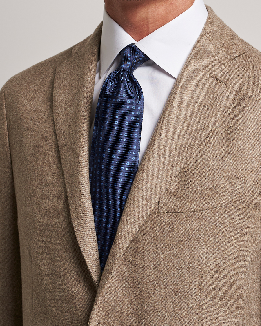 Homme | Kiton Micro Dot Silk Tie Navy | Kiton | Micro Dot Silk Tie Navy