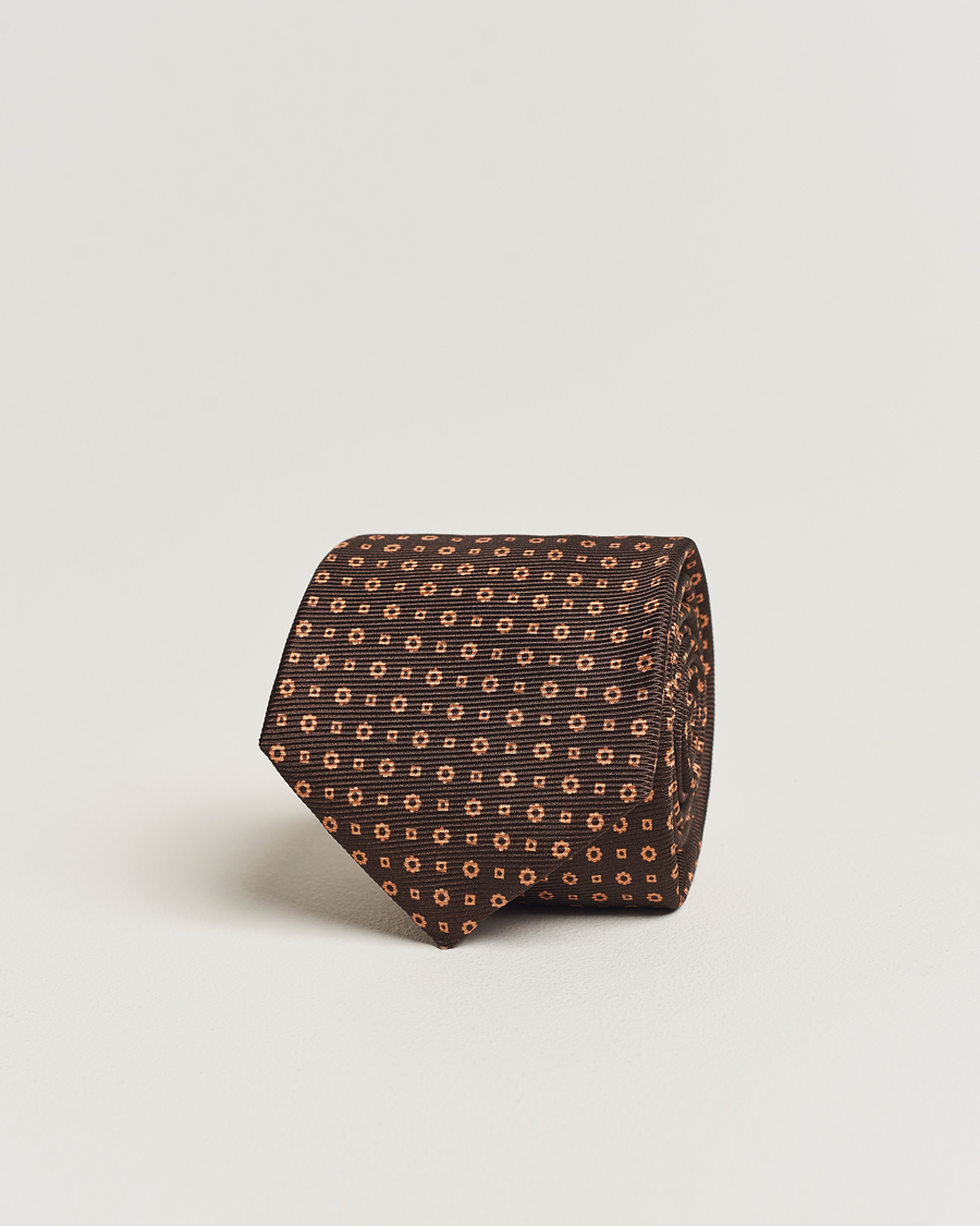 Homme | Kiton Micro Dot Silk Tie Brown | Kiton | Micro Dot Silk Tie Brown