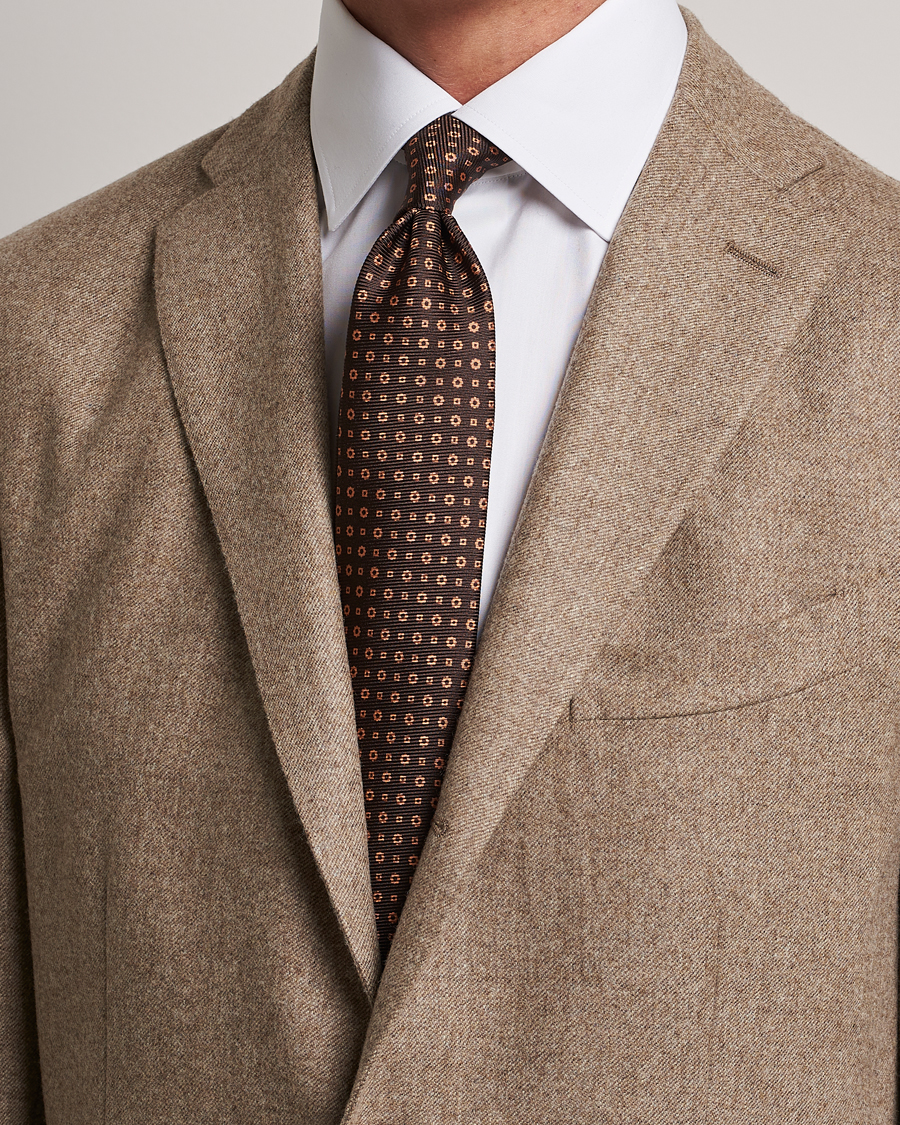 Homme | Kiton Micro Dot Silk Tie Brown | Kiton | Micro Dot Silk Tie Brown