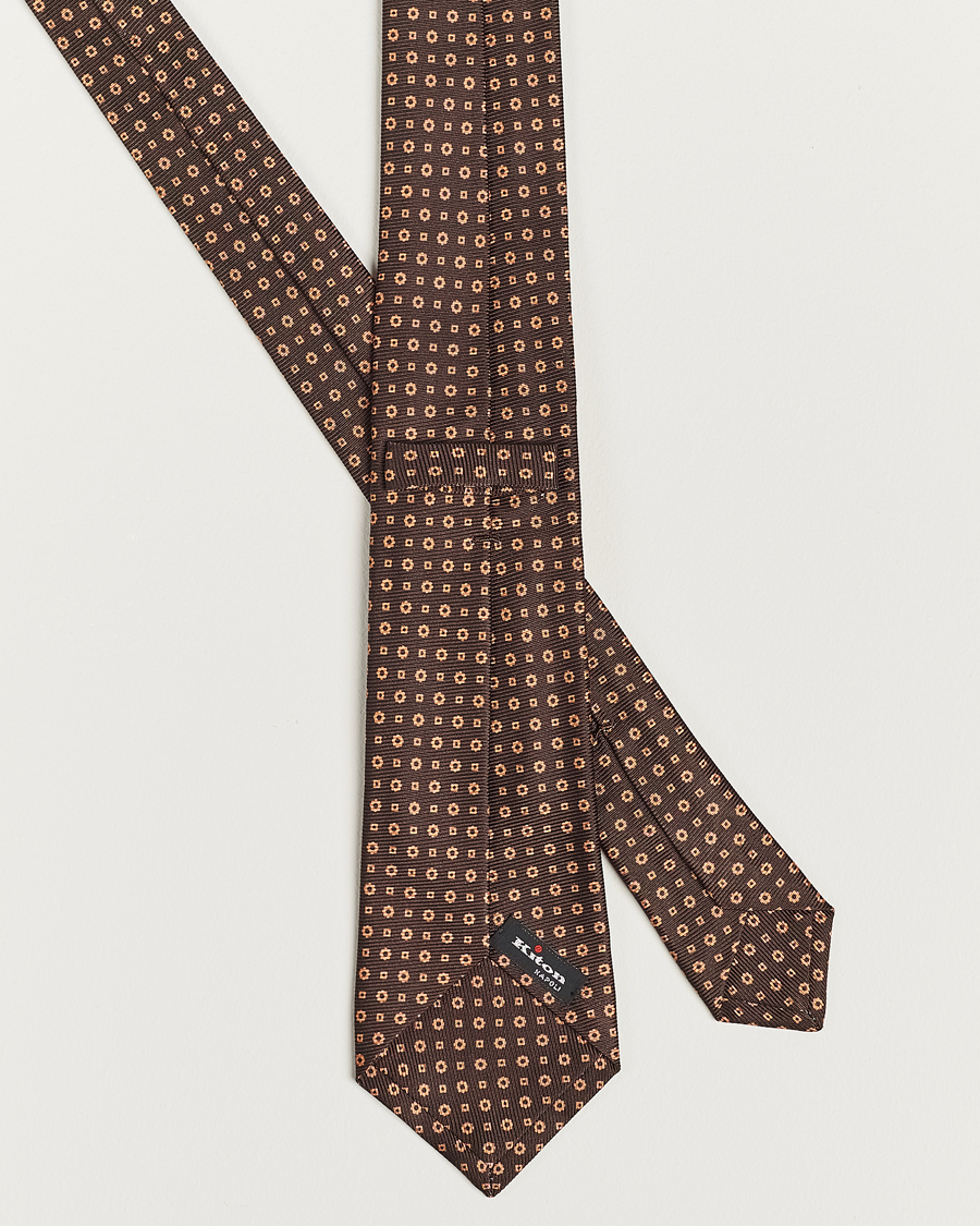 Homme | Kiton Micro Dot Silk Tie Brown | Kiton | Micro Dot Silk Tie Brown