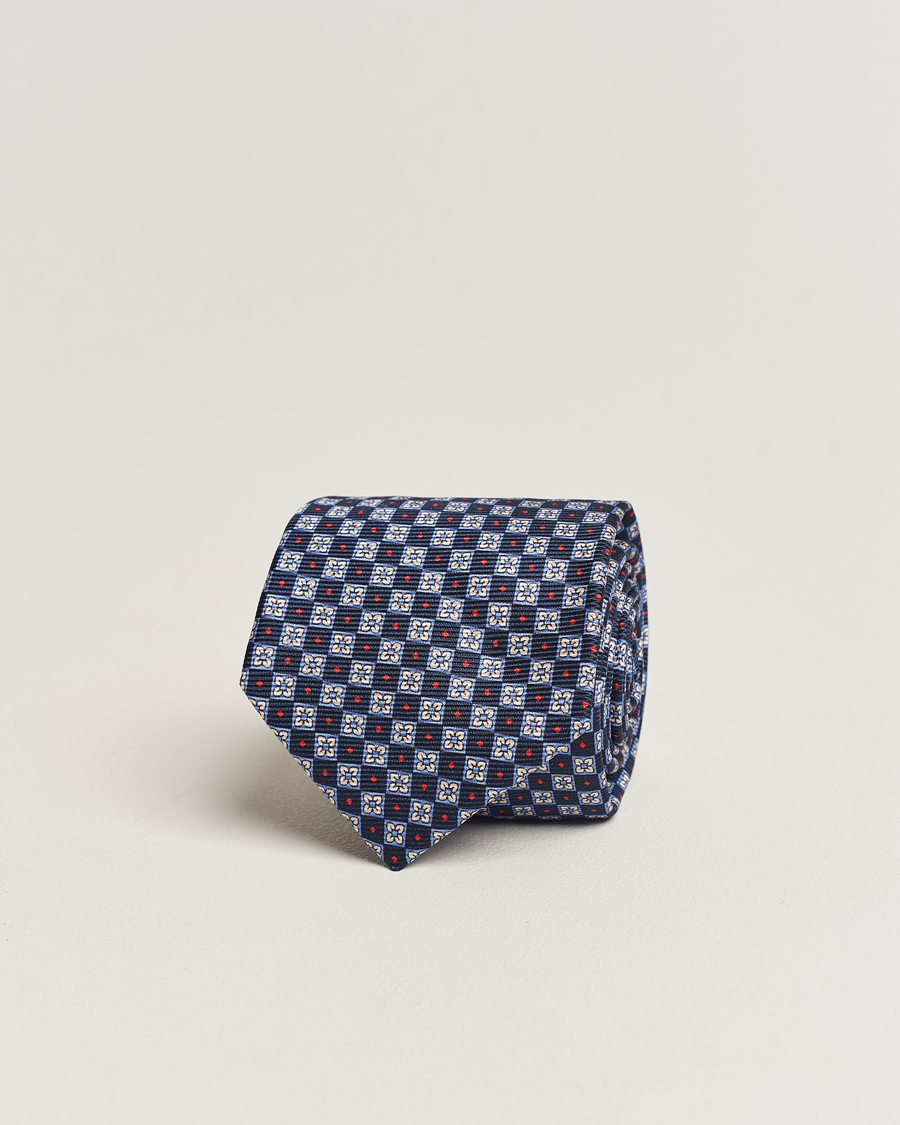 Homme | Kiton Micro Print Silk Tie Navy | Kiton | Micro Print Silk Tie Navy