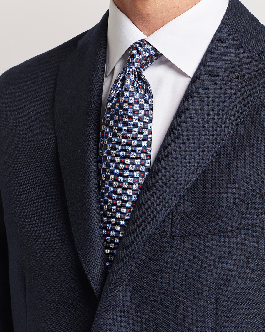 Homme | Kiton Micro Print Silk Tie Navy | Kiton | Micro Print Silk Tie Navy