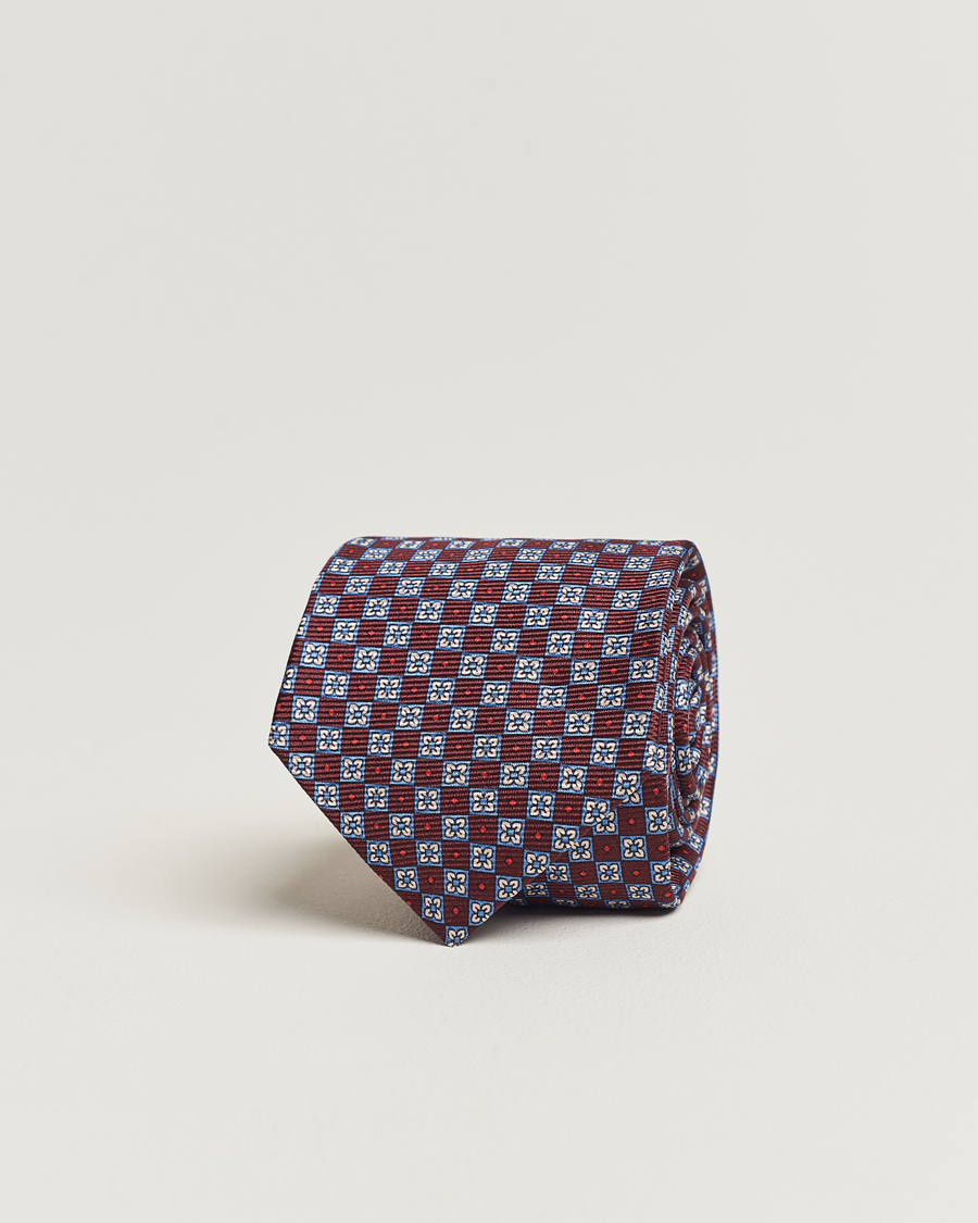 Homme | Kiton Micro Print Silk Tie Burgundy | Kiton | Micro Print Silk Tie Burgundy