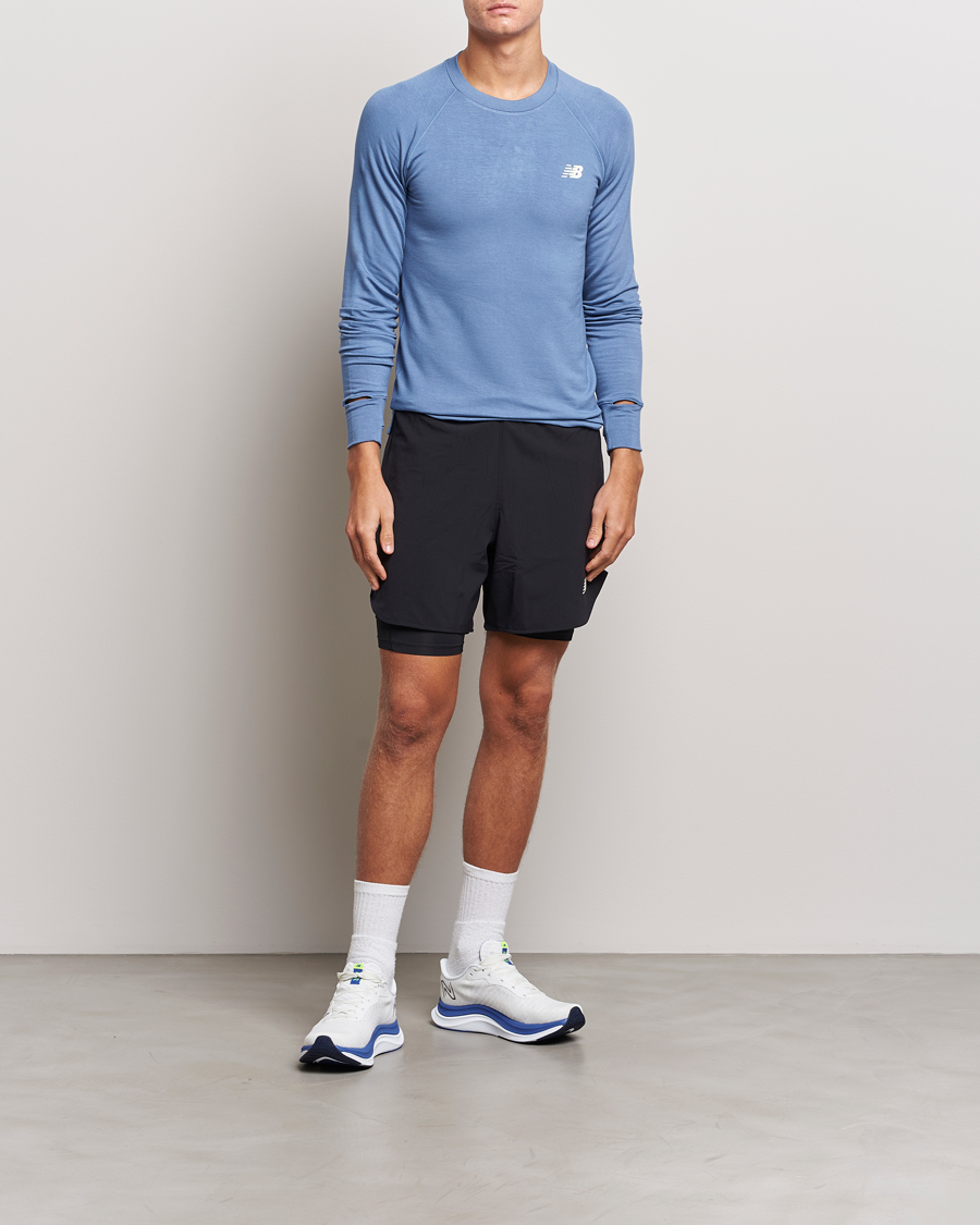 Homme | T-shirts | New Balance | Running Q Speed Jacquard Long Sleeve T-Shirt Mercury Blue