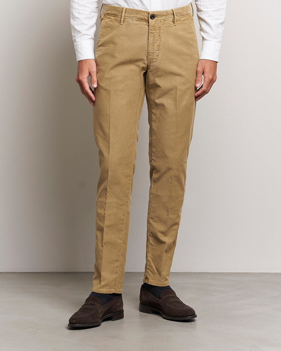 Heren | Broeken | Incotex | Slim Fit Garment Dyed Slacks Khaki