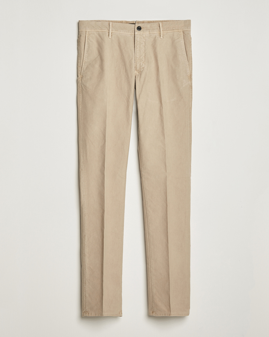 Heren | Broeken | Incotex | Slim Fit Garment Dyed Slacks Beige
