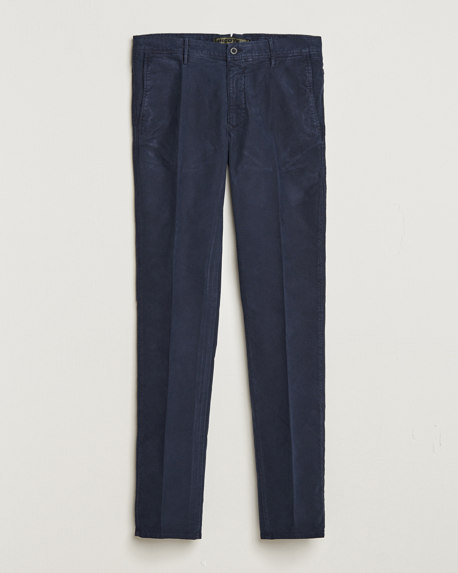 Heren | Broeken | Incotex | Slim Fit Garment Dyed Slacks Navy