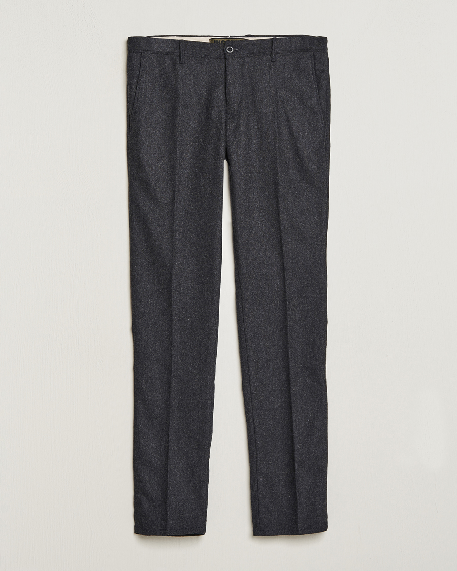 Heren | Broeken | Incotex | Slim Fit Washed Flannel Stretch Slacks Dark Grey