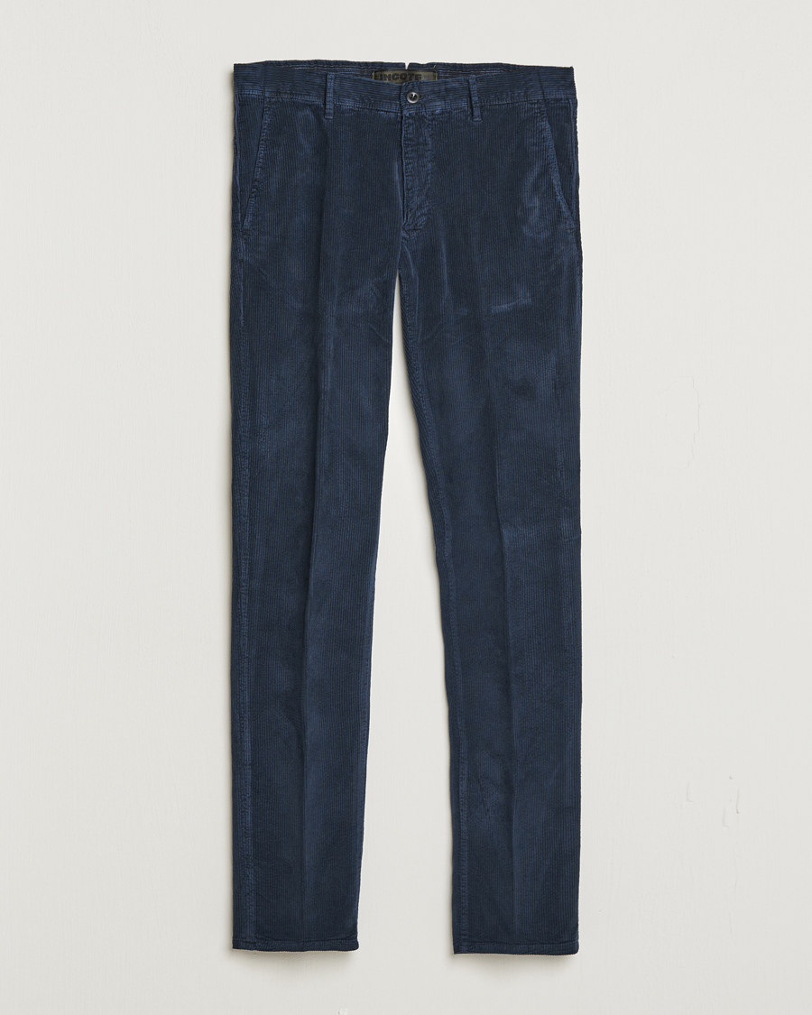 Heren | Broeken | Incotex | Slim Fit Leisure Cord Slacks Navy