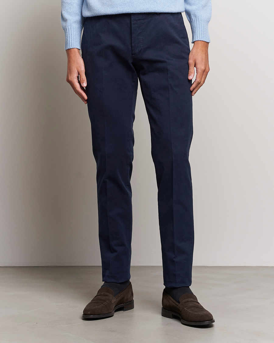 Homme | Pantalons | Incotex | Slim Fit Cotton Stretch Chinos Navy