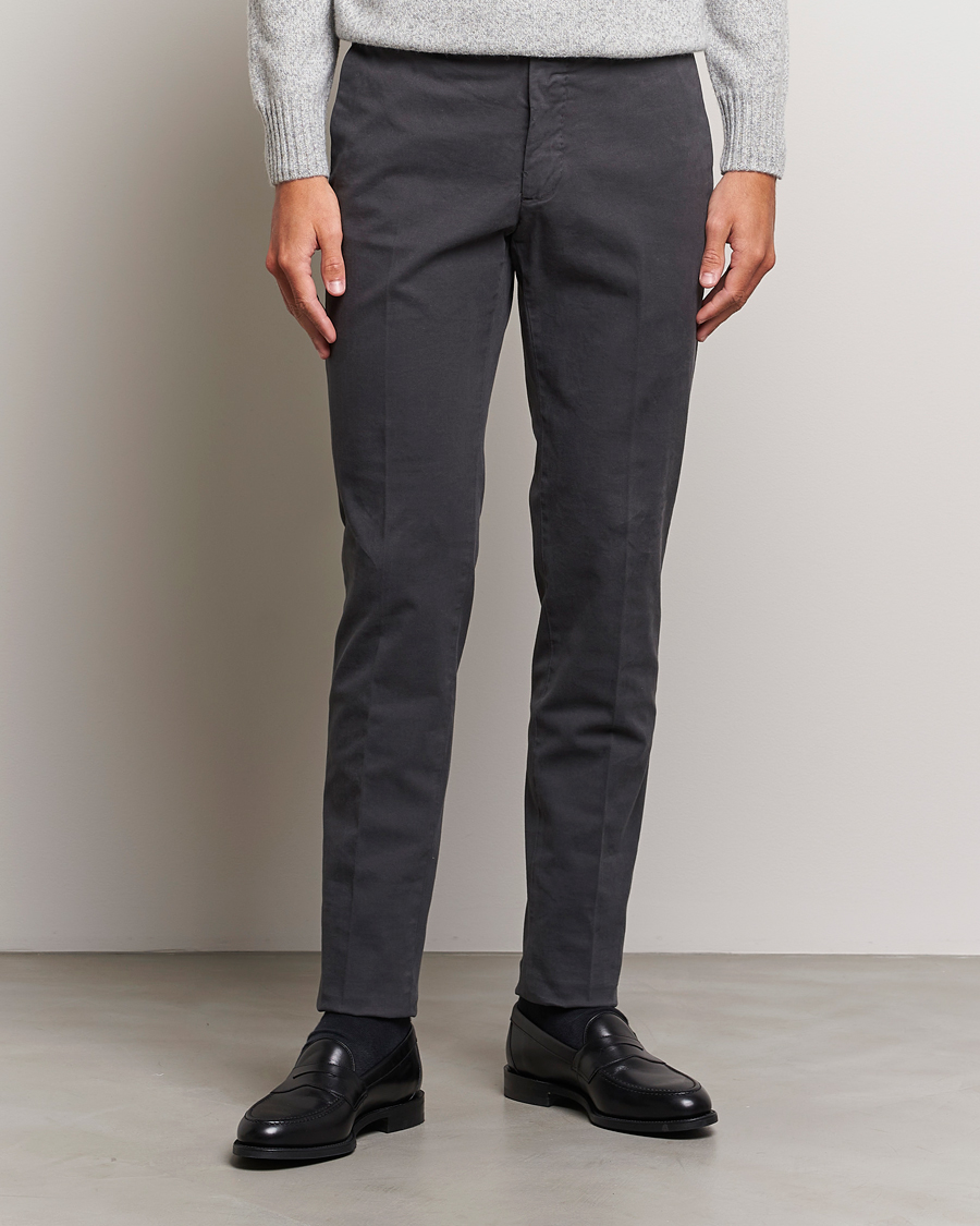 Homme | Pantalons | Incotex | Slim Fit Cotton Stretch Chinos Dark Grey