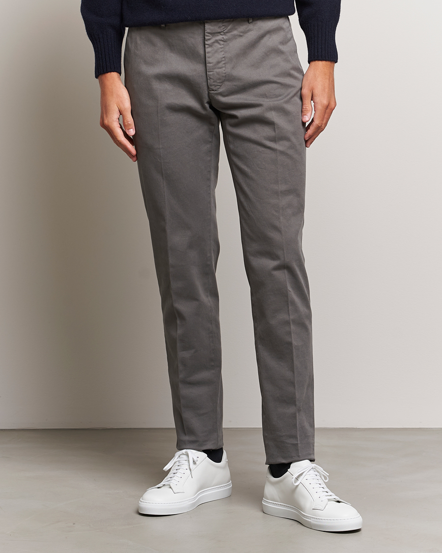 Homme | Pantalons | Incotex | Slim Fit Cotton Stretch Chinos Light Grey