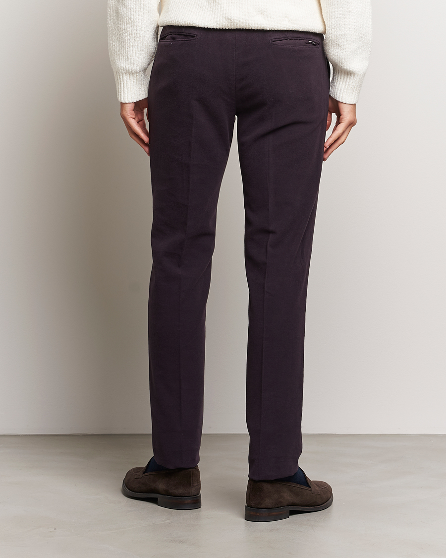 Heren | Broeken | Incotex | Slim Fit Luxury Moleskine Trousers Burgundy