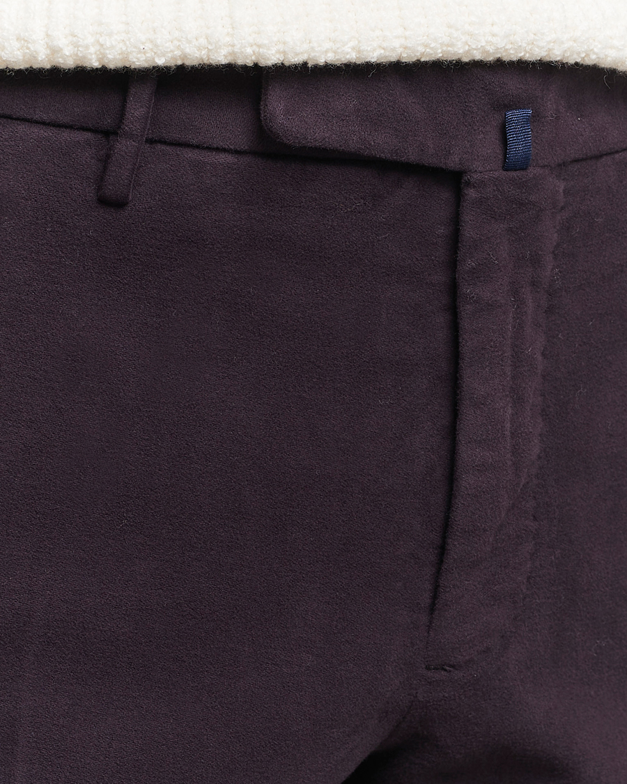 Heren | Broeken | Incotex | Slim Fit Luxury Moleskine Trousers Burgundy