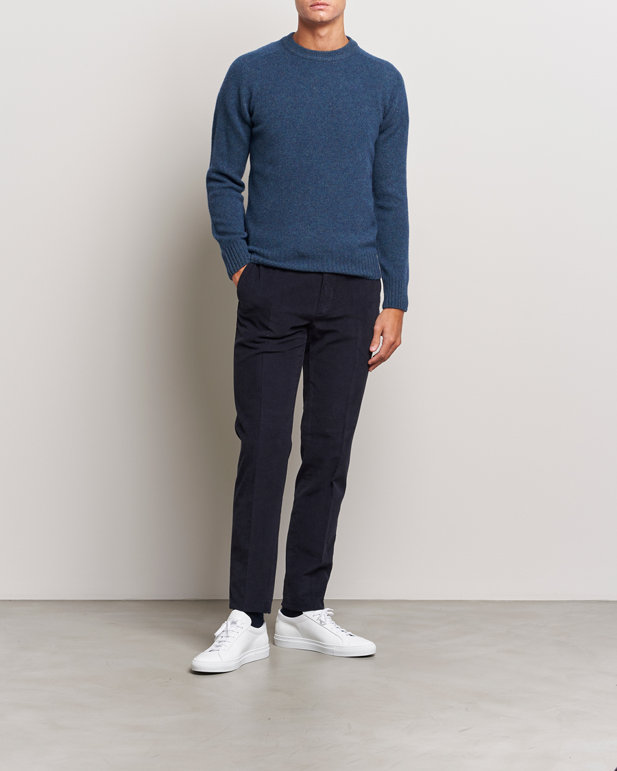 Homme | Pantalons | Incotex | Slim Fit Soft Corduroy Trousers Navy