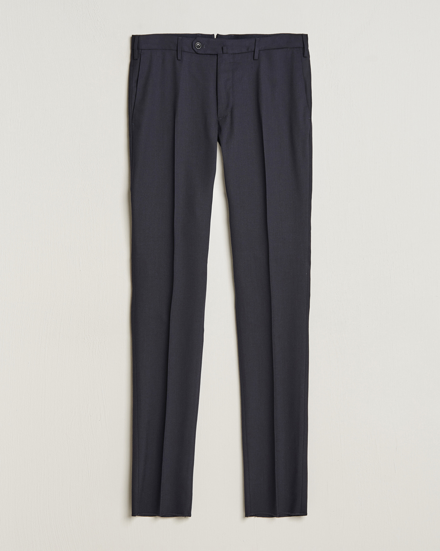 Homme | Pantalons | Incotex | Slim Fit Washable Flannel Trousers Navy