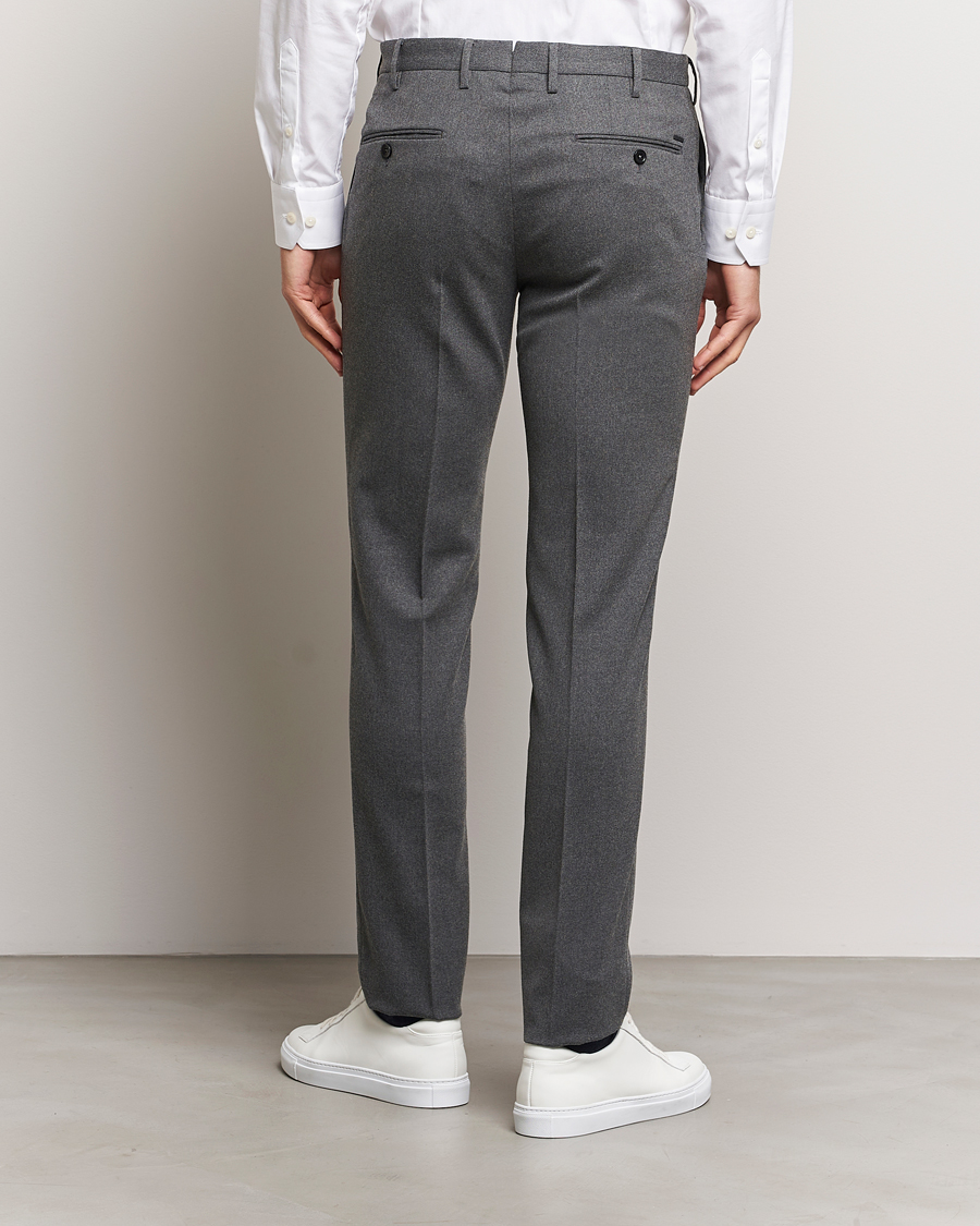 Homme | Pantalons | Incotex | Slim Fit Washable Flannel Trousers Grey Melange