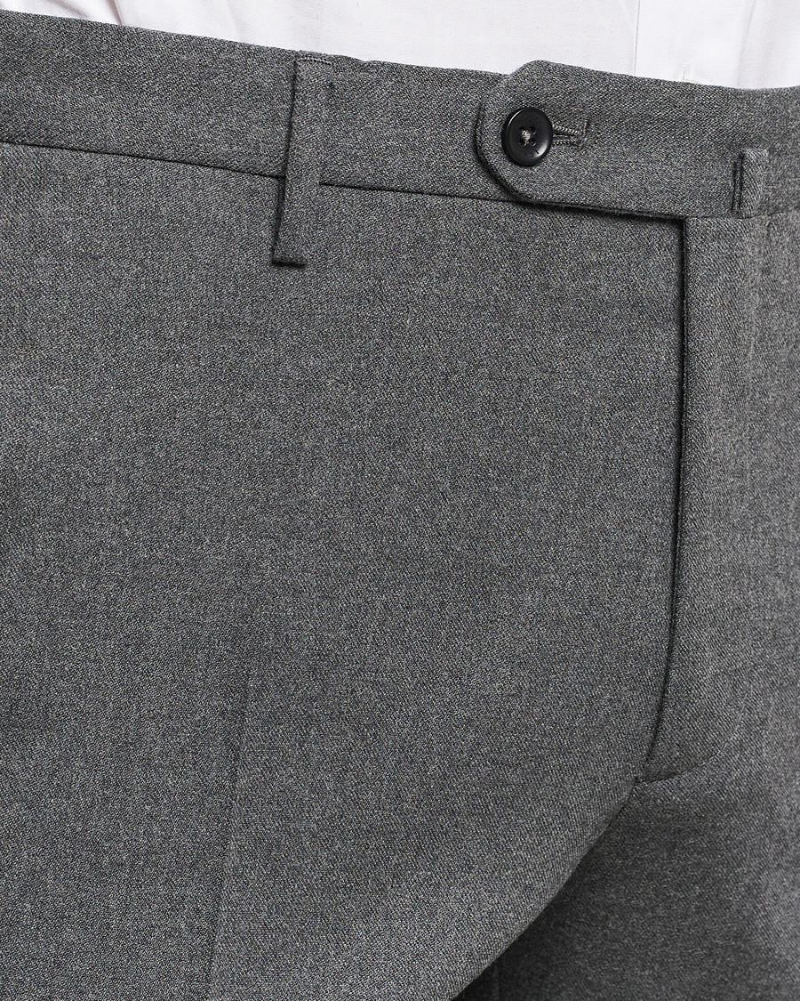 Homme | Pantalons | Incotex | Slim Fit Washable Flannel Trousers Grey Melange