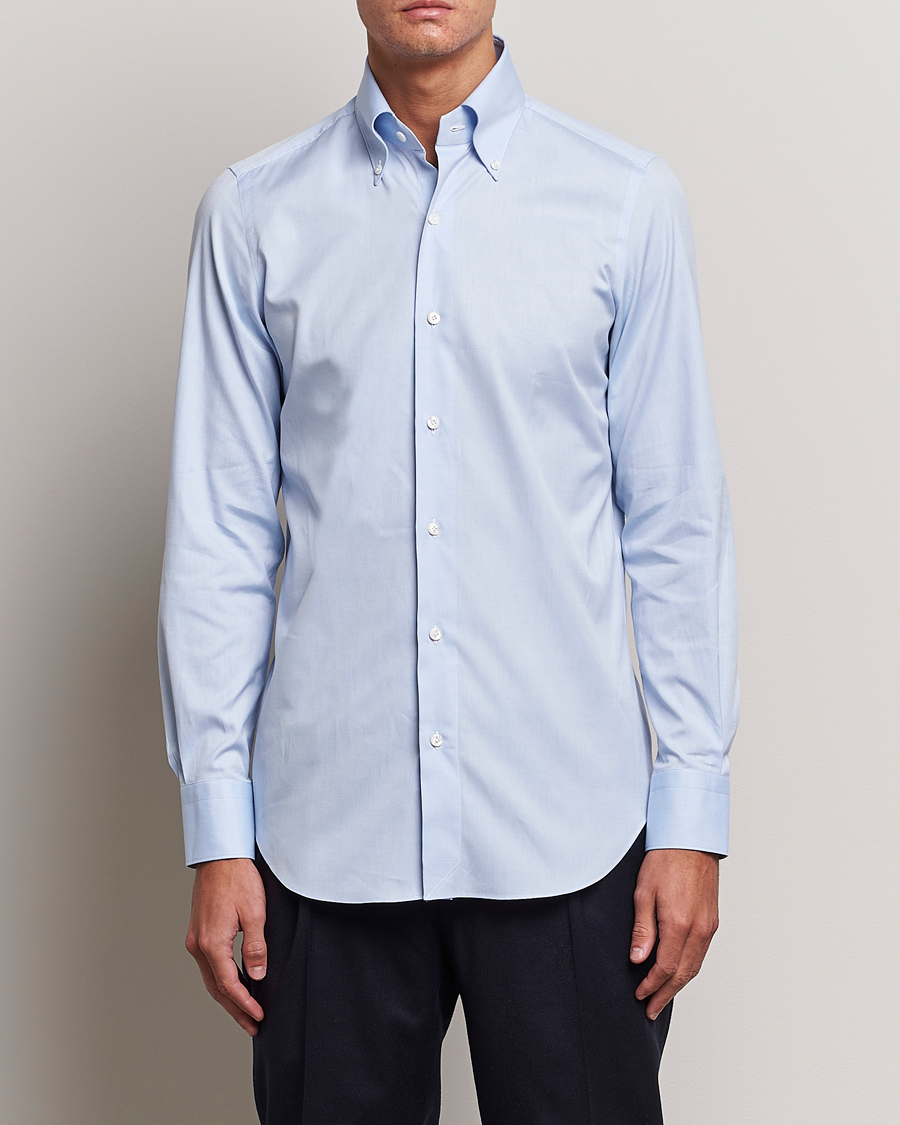 Homme | Chemises | Finamore Napoli | Milano Slim Oxford Button Down Shirt Light Blue