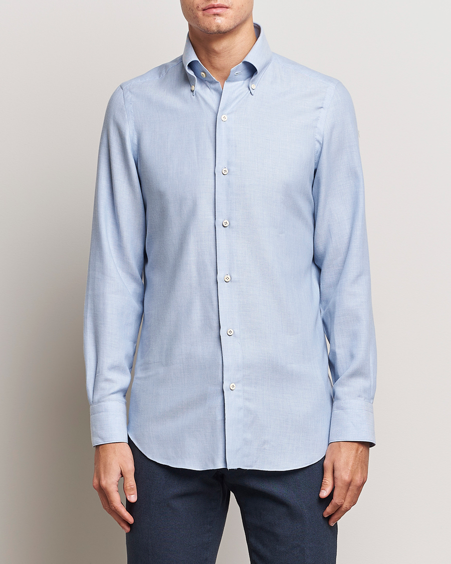 Homme | Chemises | Finamore Napoli | Milano Slim Cashmere BD Shirt Light Blue