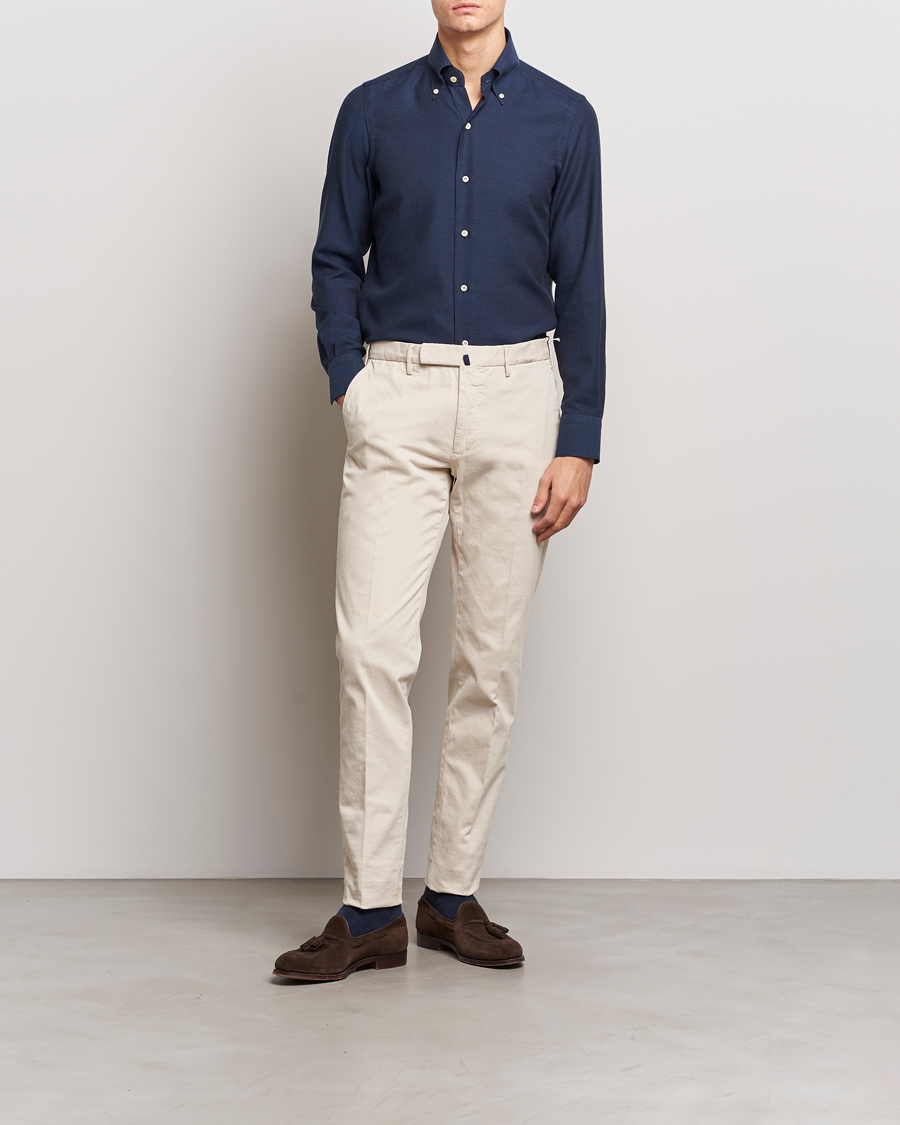 Homme | Chemises | Finamore Napoli | Milano Slim Cashmere BD Shirt Navy