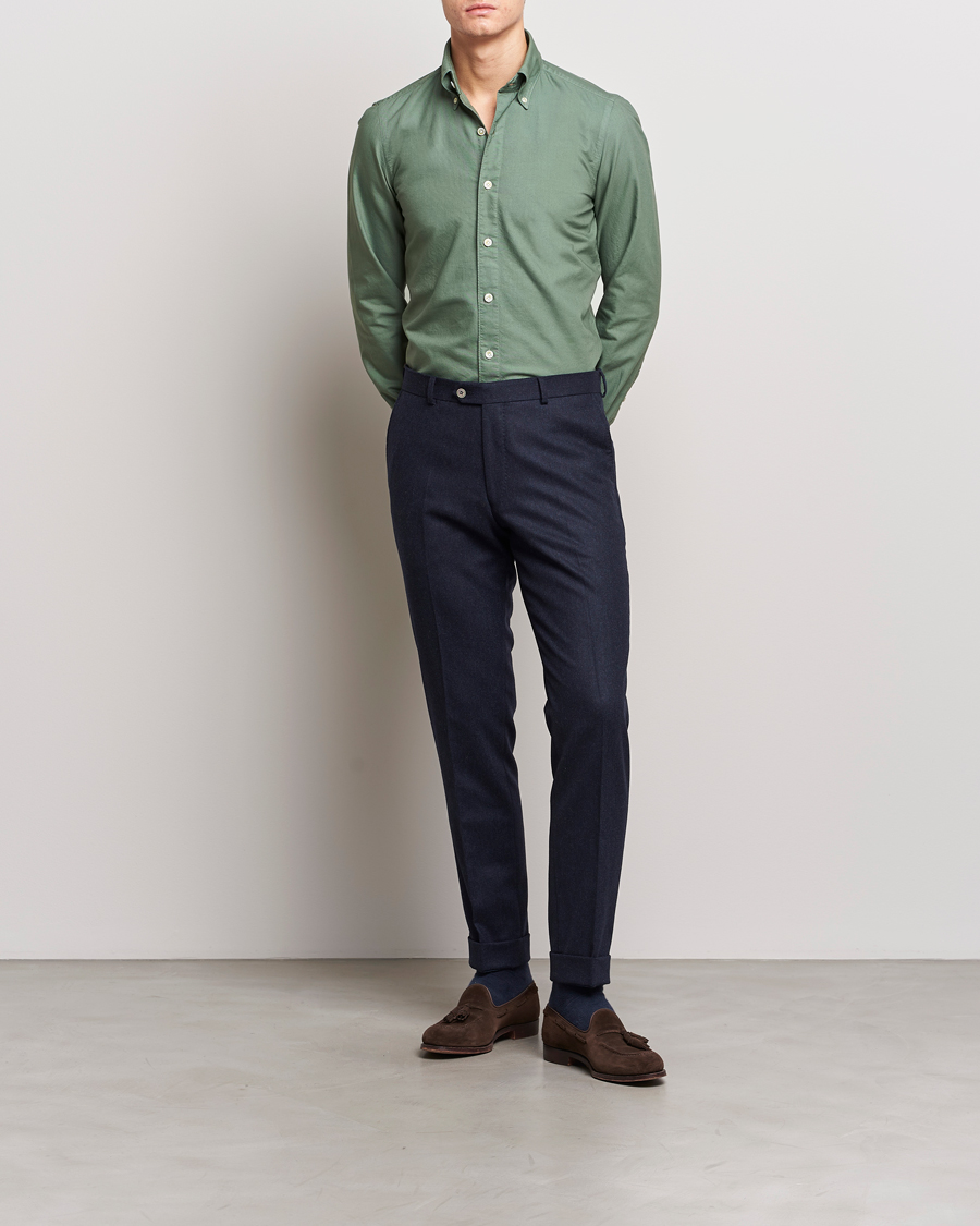 Homme | Chemises | Finamore Napoli | Tokyo Slim Oxford Button Down Shirt Olive