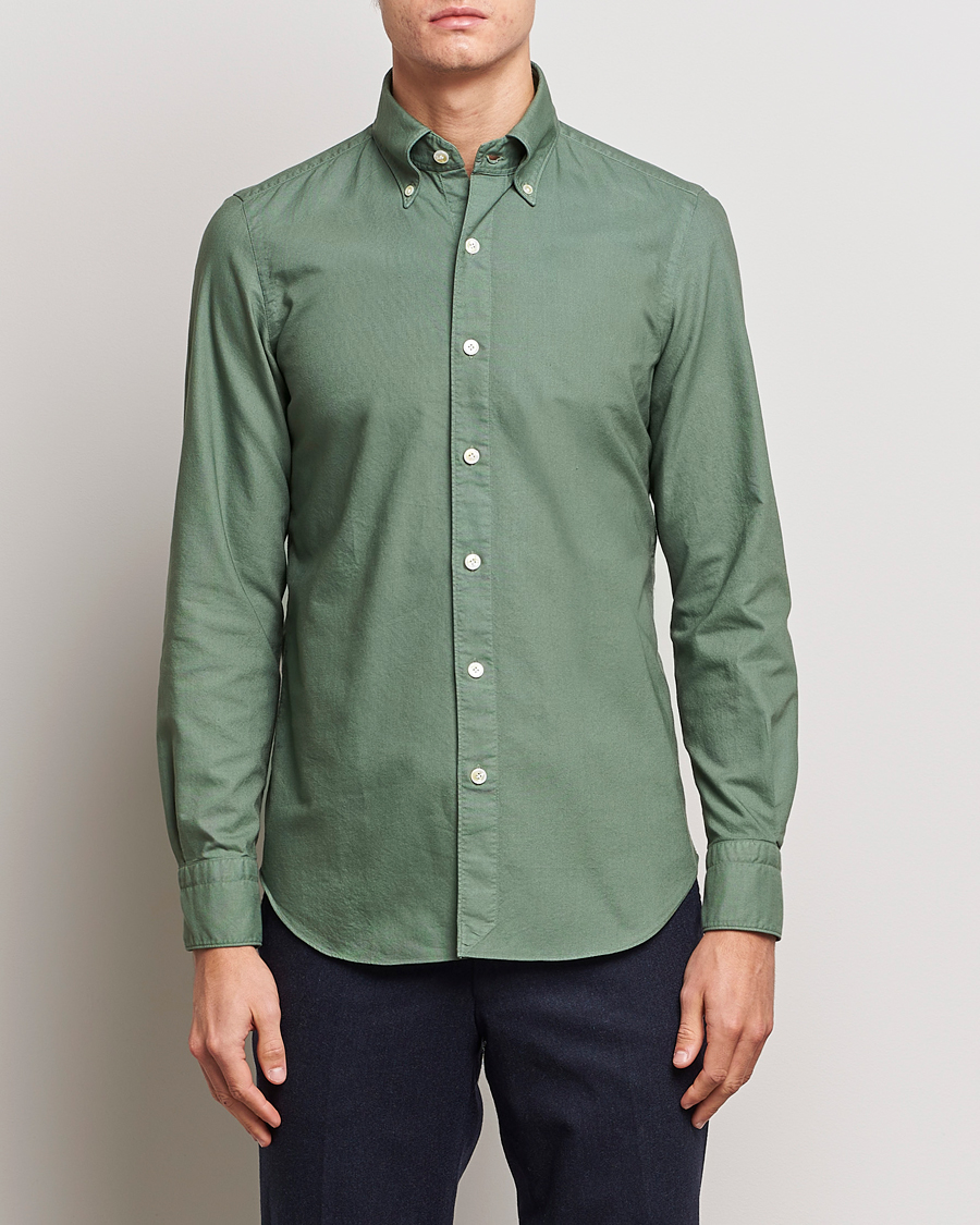 Homme | Chemises | Finamore Napoli | Tokyo Slim Oxford Button Down Shirt Olive
