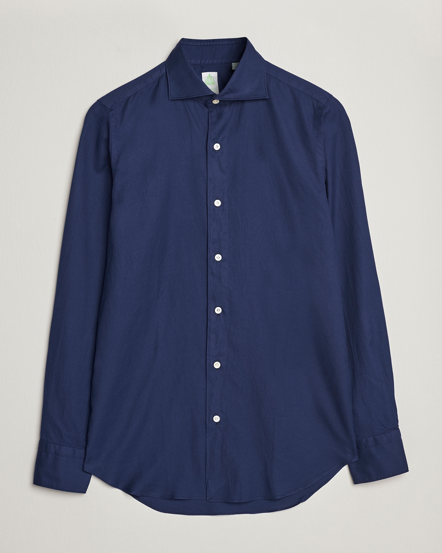 Heren | Overhemden | Finamore Napoli | Tokyo Slim Flannel Shirt Navy