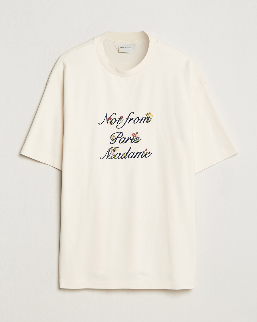 Homme | T-shirts | Drôle de Monsieur | Flower Slogan T-Shirt Cream