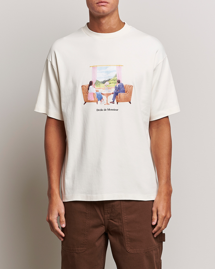 Heren | T-shirts | Drôle de Monsieur | Voyage T-Shirt Cream