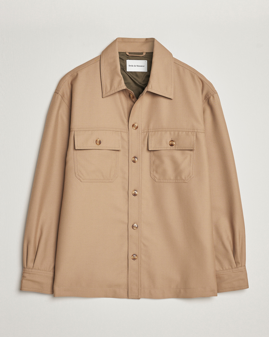 Homme | Chemises | Drôle de Monsieur | Flannel Overshirt Beige
