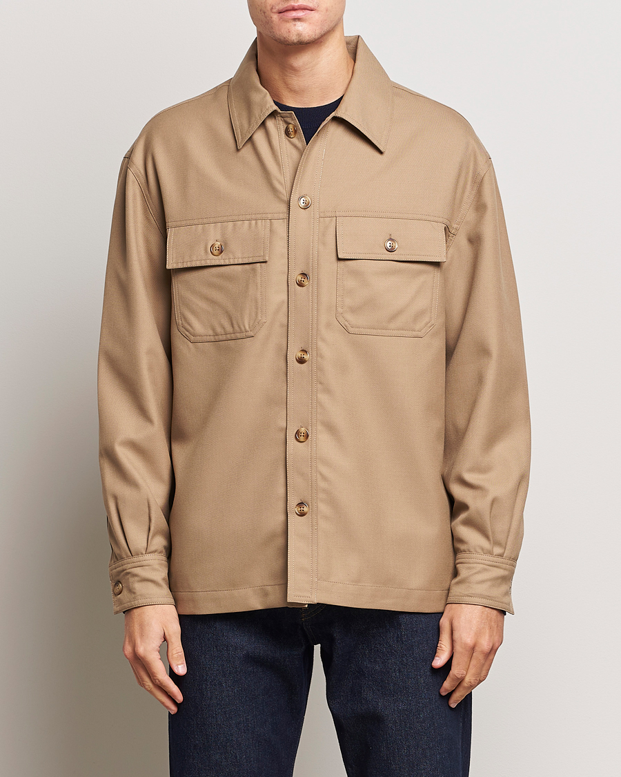 Homme | Chemises | Drôle de Monsieur | Flannel Overshirt Beige