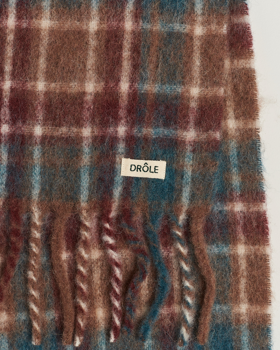 Heren | Drôle de Monsieur Mohair Check Scarf Brown/Blue | Drôle de Monsieur | Mohair Check Scarf Brown/Blue