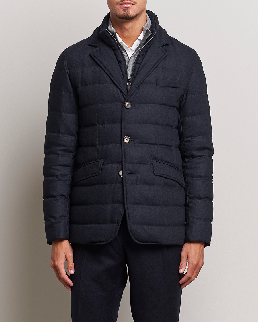 Homme | Manteaux Et Vestes | Herno | Flannel Down Blazer Navy