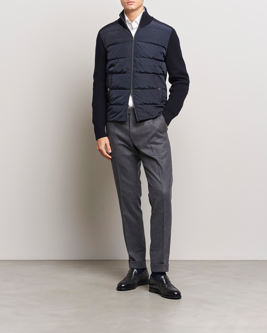 Homme | Manteaux Et Vestes | Herno | Knitted Hybrid Jacket Navy
