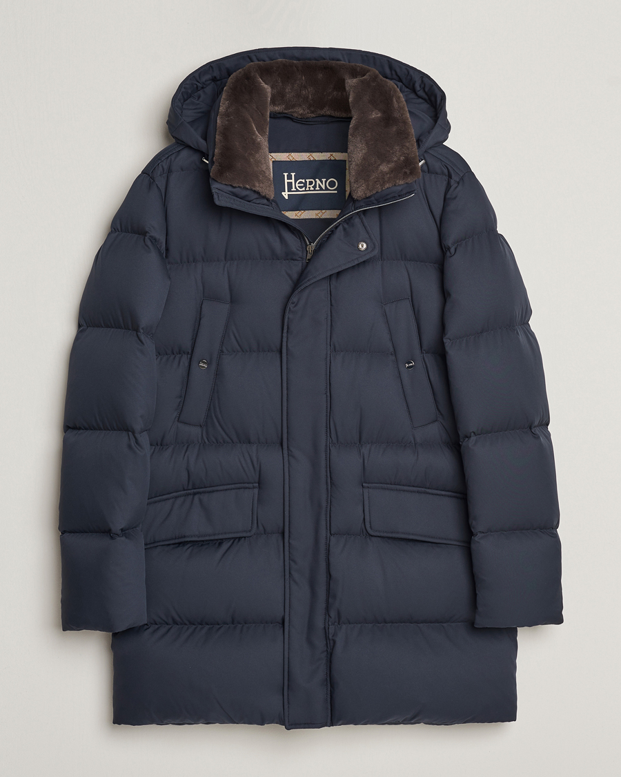 Homme | Manteaux Et Vestes | Herno | Faux Fur Down Parka Navy