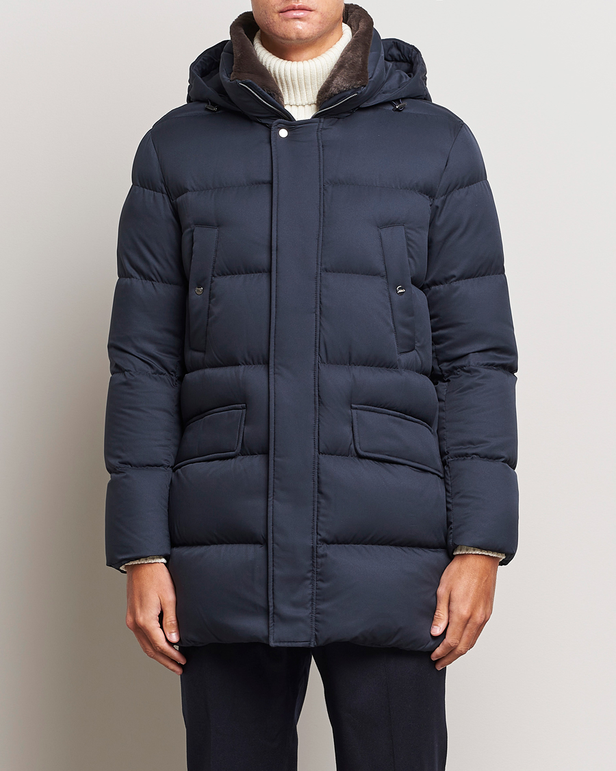 Homme | Manteaux Et Vestes | Herno | Faux Fur Down Parka Navy