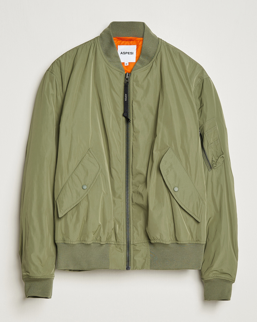 Homme | Manteaux Et Vestes | Aspesi | Gunner Nylon Flight Bomber Olive