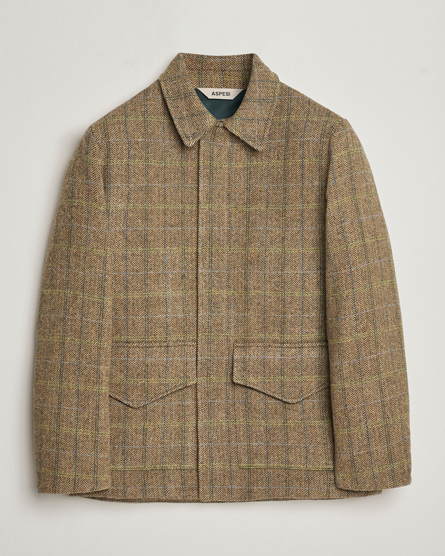 Heren | Jassen | Aspesi | Tweed Hunting Jacket Green Check