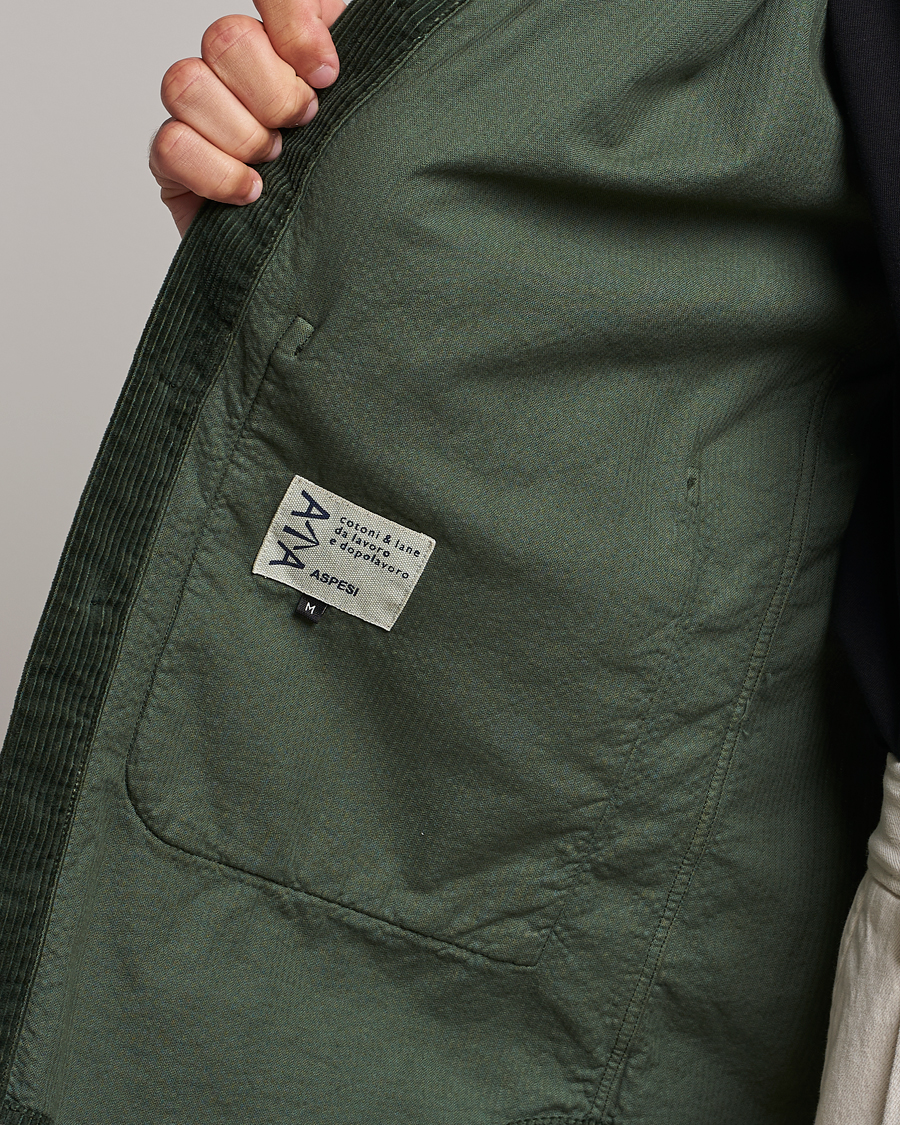 Homme | Chemises | Aspesi | Corduroy Utility Shirt Dark Military