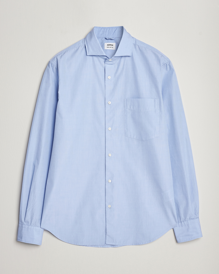 Homme | Chemises | Aspesi | Striped Poplin Shirt Light Blue